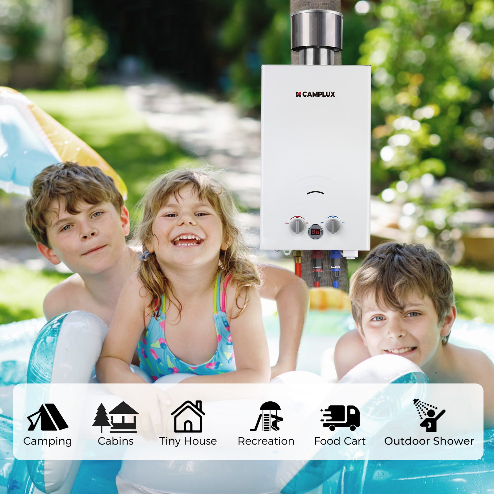 BW264C Portable Tankless Gas Water Heater With Rain Cap