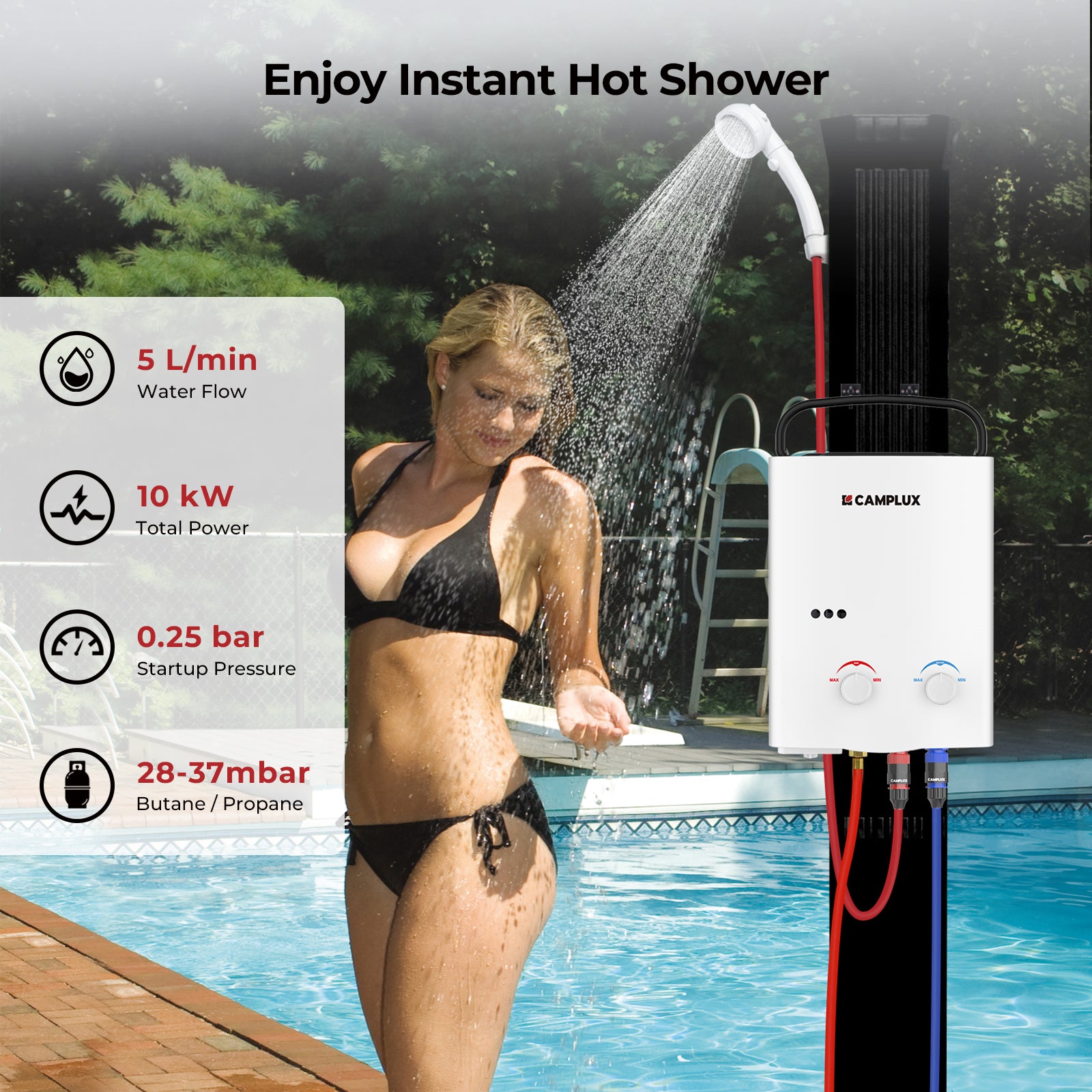 AY132 Portable Gas Tankless Water Heater