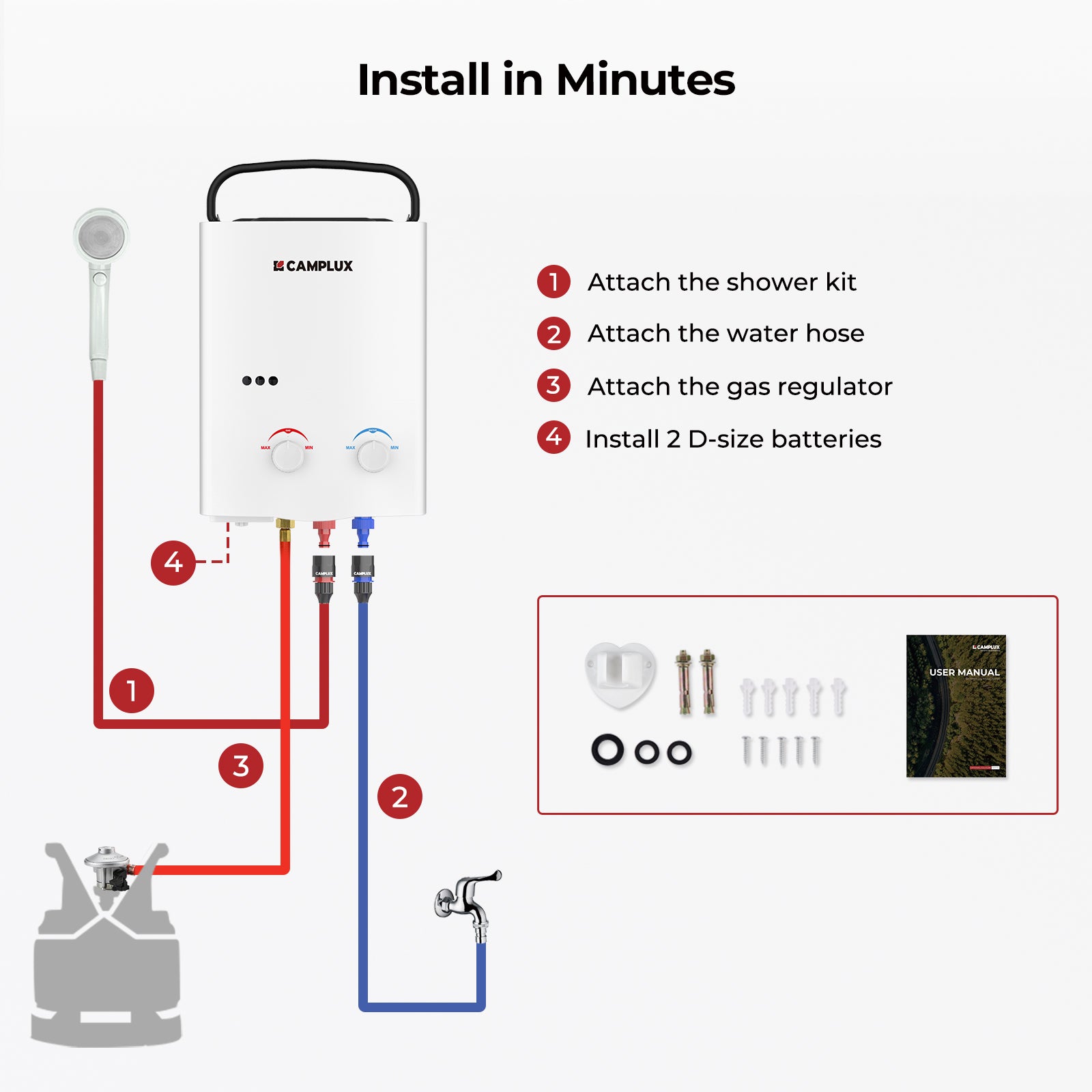 AY132 Portable Gas Tankless Water Heater