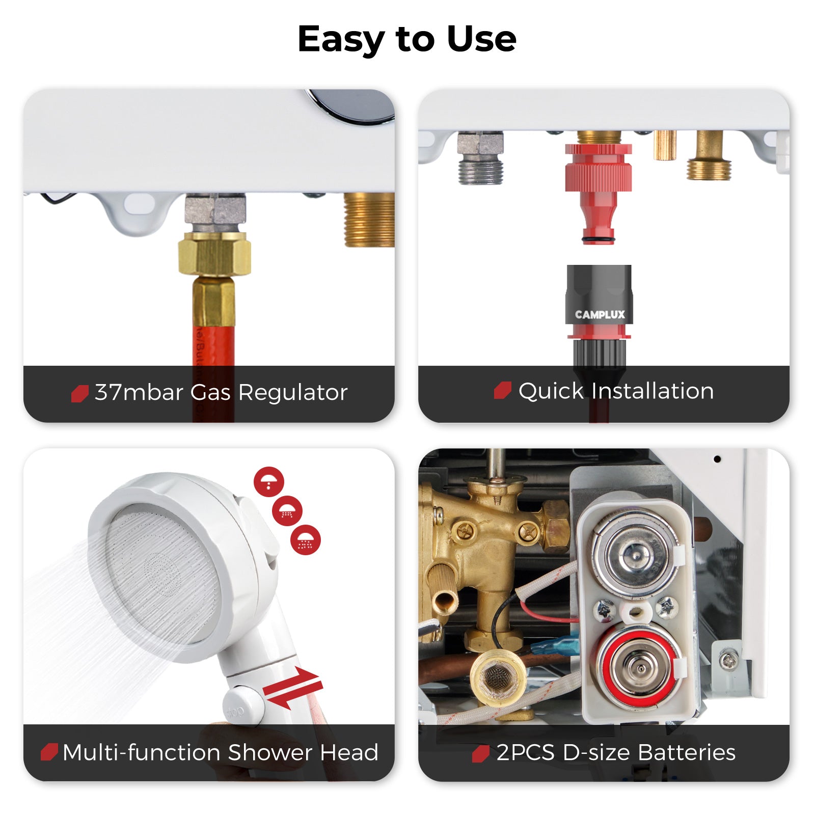 BW264C Portable Tankless Gas Water Heater With Rain Cap