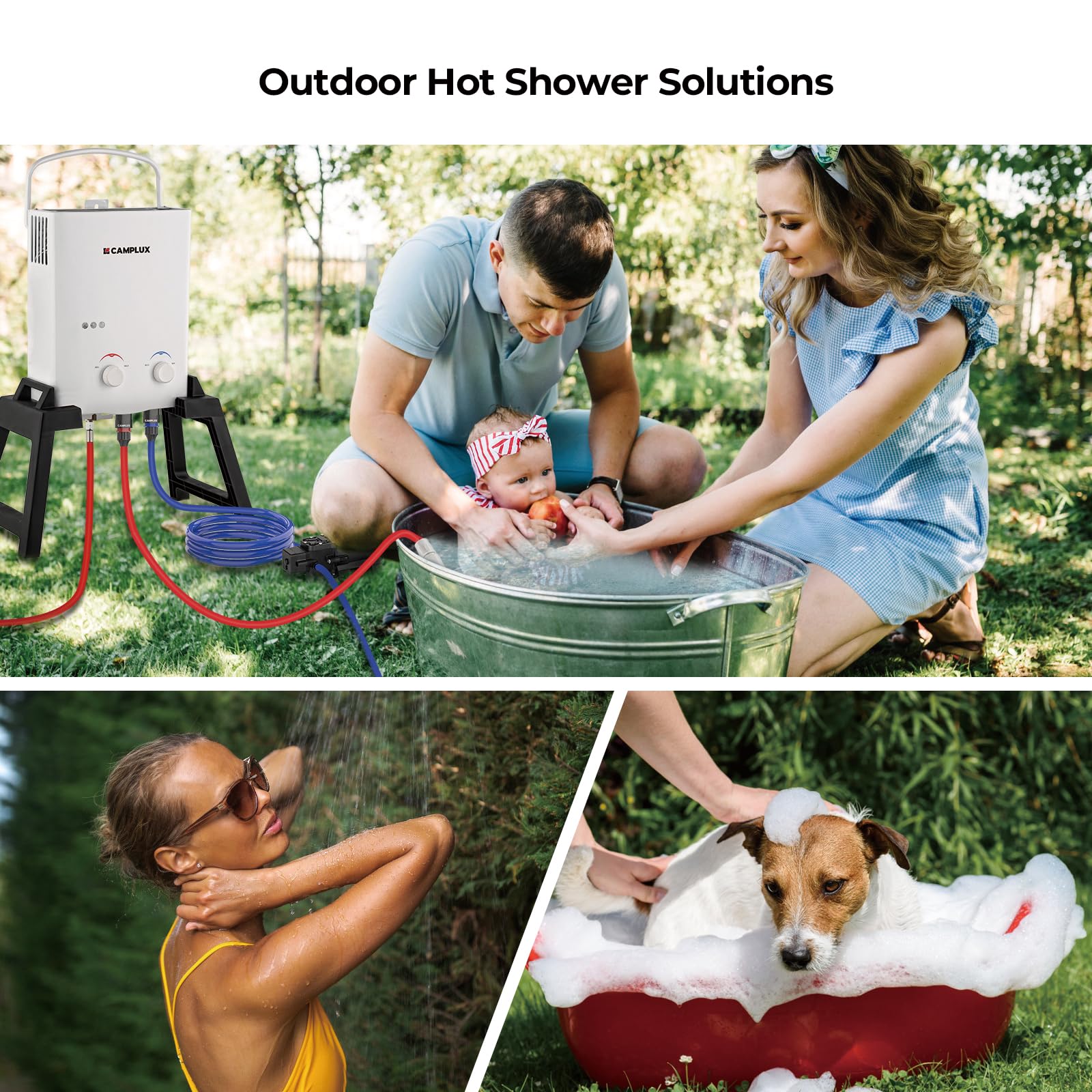 Camplux 5L Portable Propane Water Heater with 4.3L Water Pump For Camping