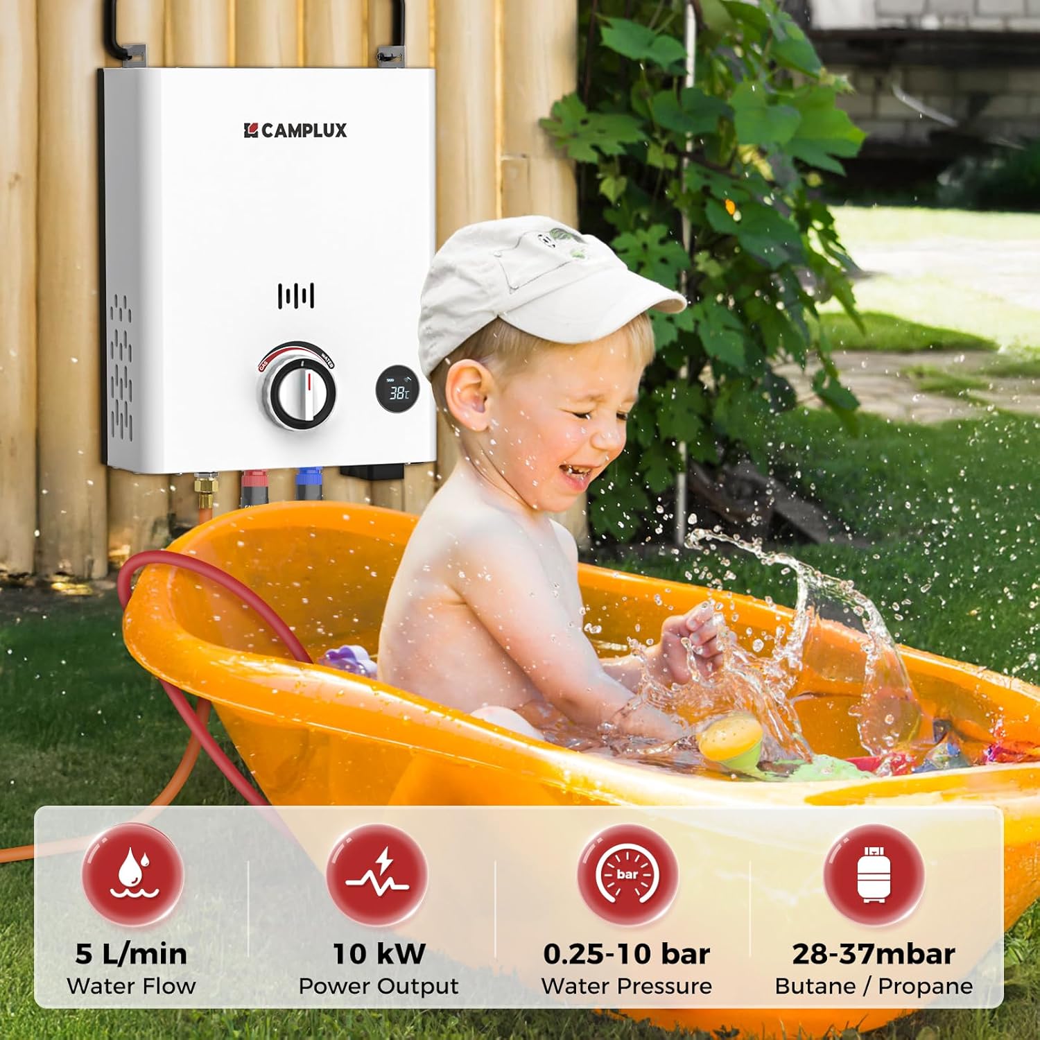 First F5 Pro Portable Gas Water Heater with Water Pump