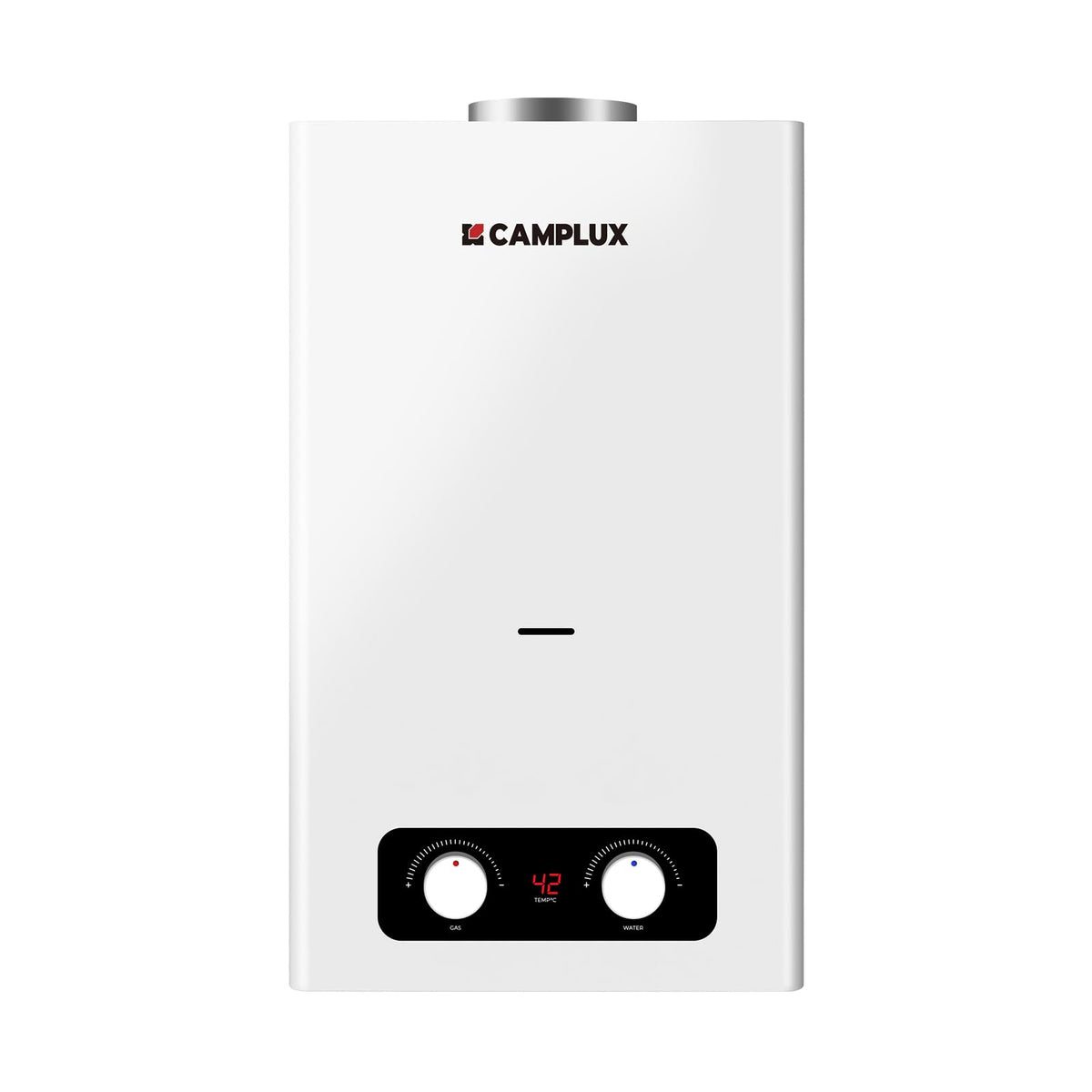CAMPLUX BY264 Indoor Gas Water Heater 10 litres, Domestic Instantaneous LPG Shower, for Household, Butane/Propane, 3V [Energy Class A+]