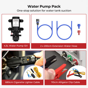 CAMPLUX AY132P43 5L Portable Gas Water Heater with 4.3L Water Pump 12V,Tankless LP Gas Boiler with Folding Handle,Use for Outdoor Camping Shower RV Trip Washing Horse