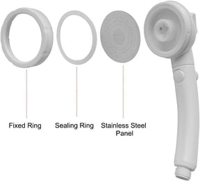CAMPLUX Handheld Shower Head High Pressure with 3 Sprays, ON/Off Switch, 3.5 Metres Extension Red Hose, Snap-on Connector, Universal G1/2'' Fitting, SH12