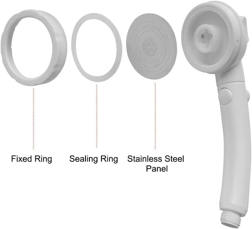 CAMPLUX Handheld Shower Head High Pressure with 3 Sprays, ON/Off Switch, 3.5 Metres Extension Red Hose, Snap-on Connector, Universal G1/2'' Fitting, SH12