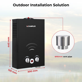 Camplux BW158BC 6L Portable Water Heater, Tankless Instand Gas Water Heater, Outdoor Camping With Rain Cap