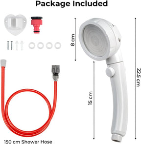 Handheld Shower Head 3 Spray Modes ON/Off Switch 1.5m Hose Snap-On