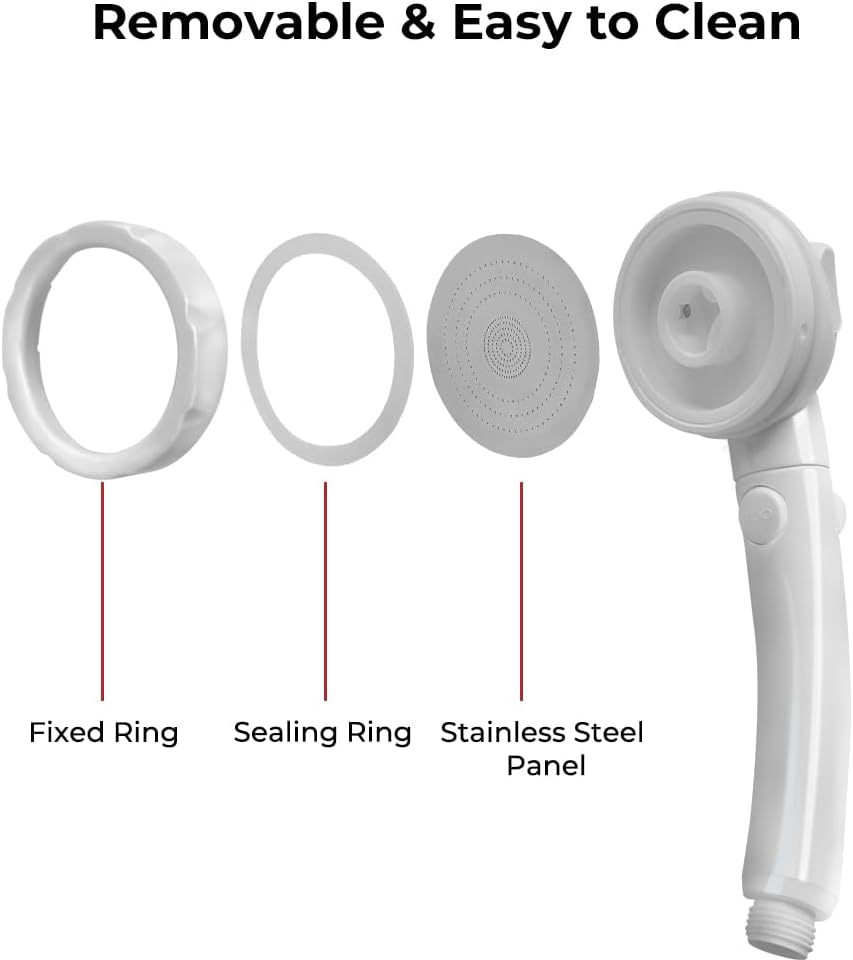 Handheld Shower Head 3 Spray Modes ON/Off Switch 1.5m Hose Snap-On
