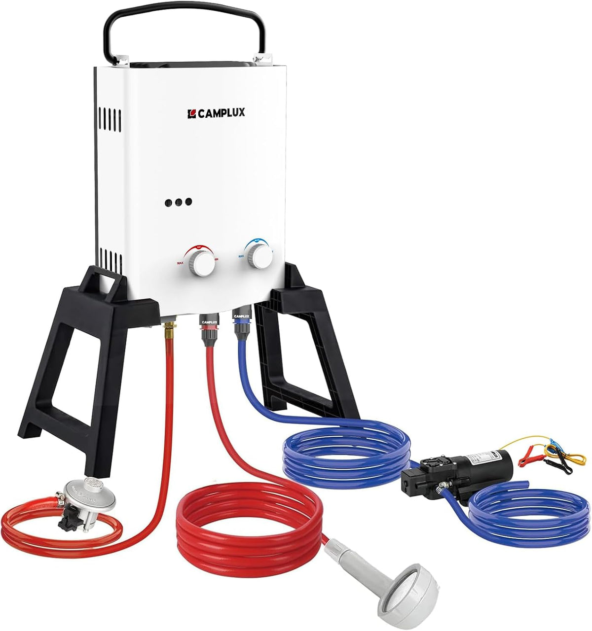 Portable Gas Water Heater 5L with Pump & Folding Stand Camping