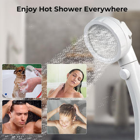 Handheld Shower Head 3 Spray Modes ON/Off Switch 1.5m Hose Snap-On