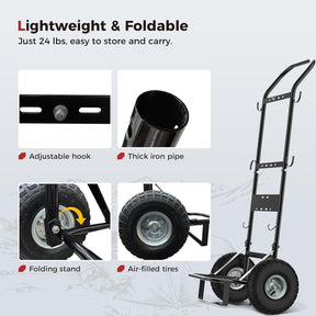 CAMPLUX Mobile Gas Bottle Trolley for Tankless Water Heaters, Heavy Duty Steel Sack Truck with 26 cm (10”) Pneumatic Tyres, Ideal for Camping, Pet Washing & Outdoor Hot Water, D52