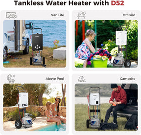 CAMPLUX Mobile Gas Bottle Trolley for Tankless Water Heaters, Heavy Duty Steel Sack Truck with 26 cm (10”) Pneumatic Tyres, Ideal for Camping, Pet Washing & Outdoor Hot Water, D52