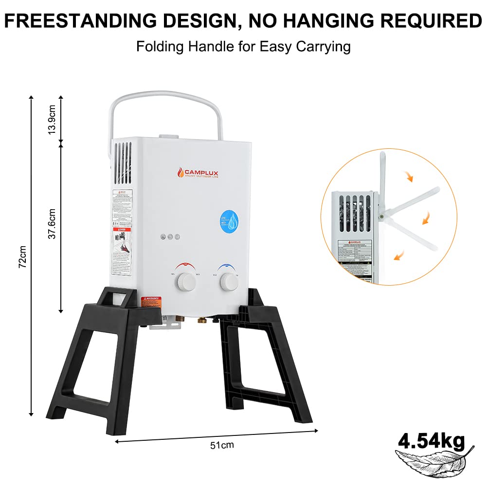 Camplux AY132Max 5L Portable Gas Water Heater with Portable Handle