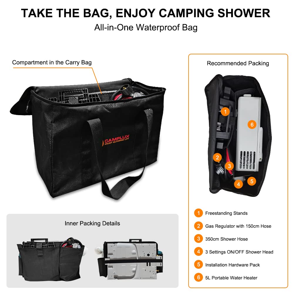 Camplux 5L Gas Portable Tankless Water Heater,  for Camping/Outdoor 