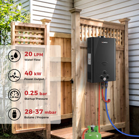 20L Portable Tankless Propane Gas Water Heater Instant Camping