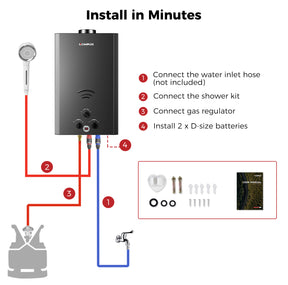 20L Portable Tankless Propane Gas Water Heater Instant Camping