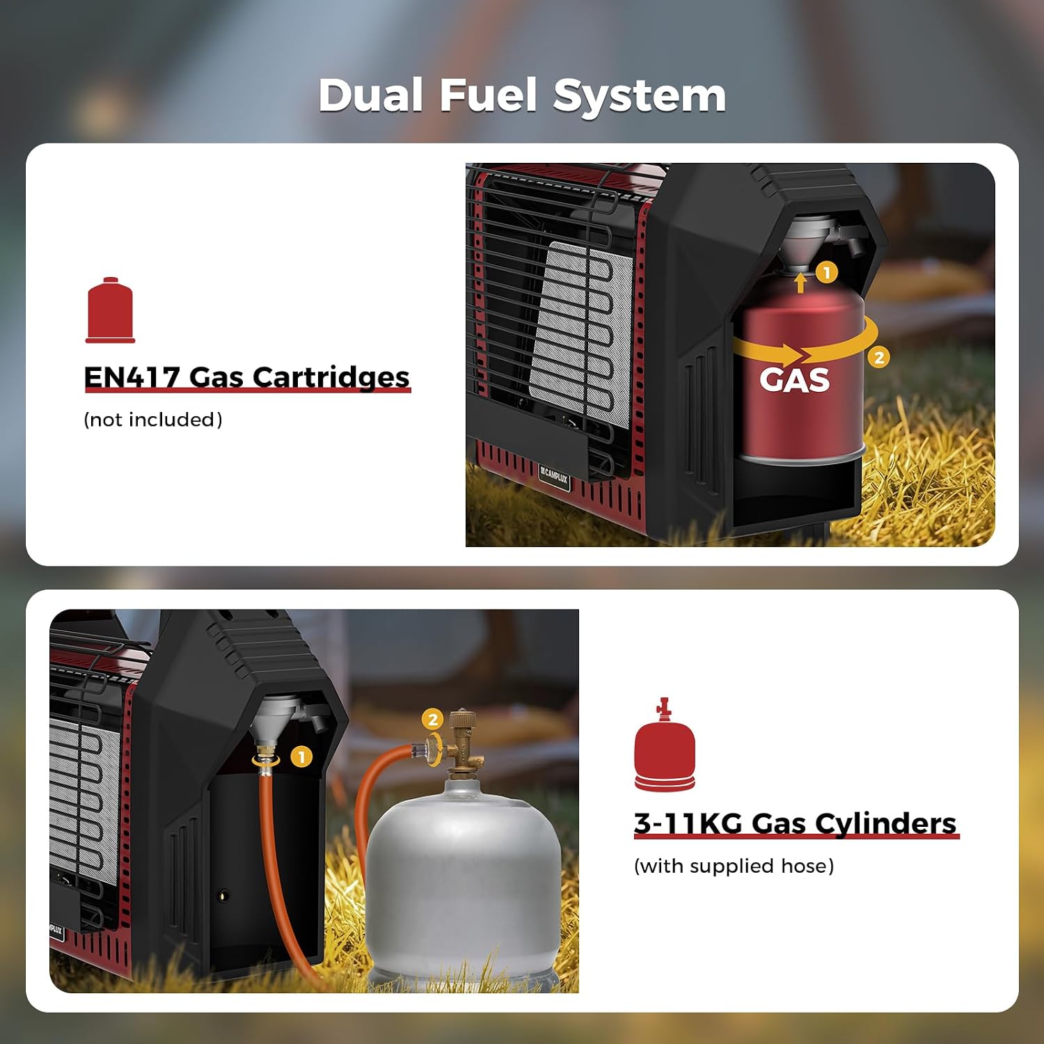 Camplux 3.6 kW Portable Outdoor Gas Heater with Dual Safety Protection
