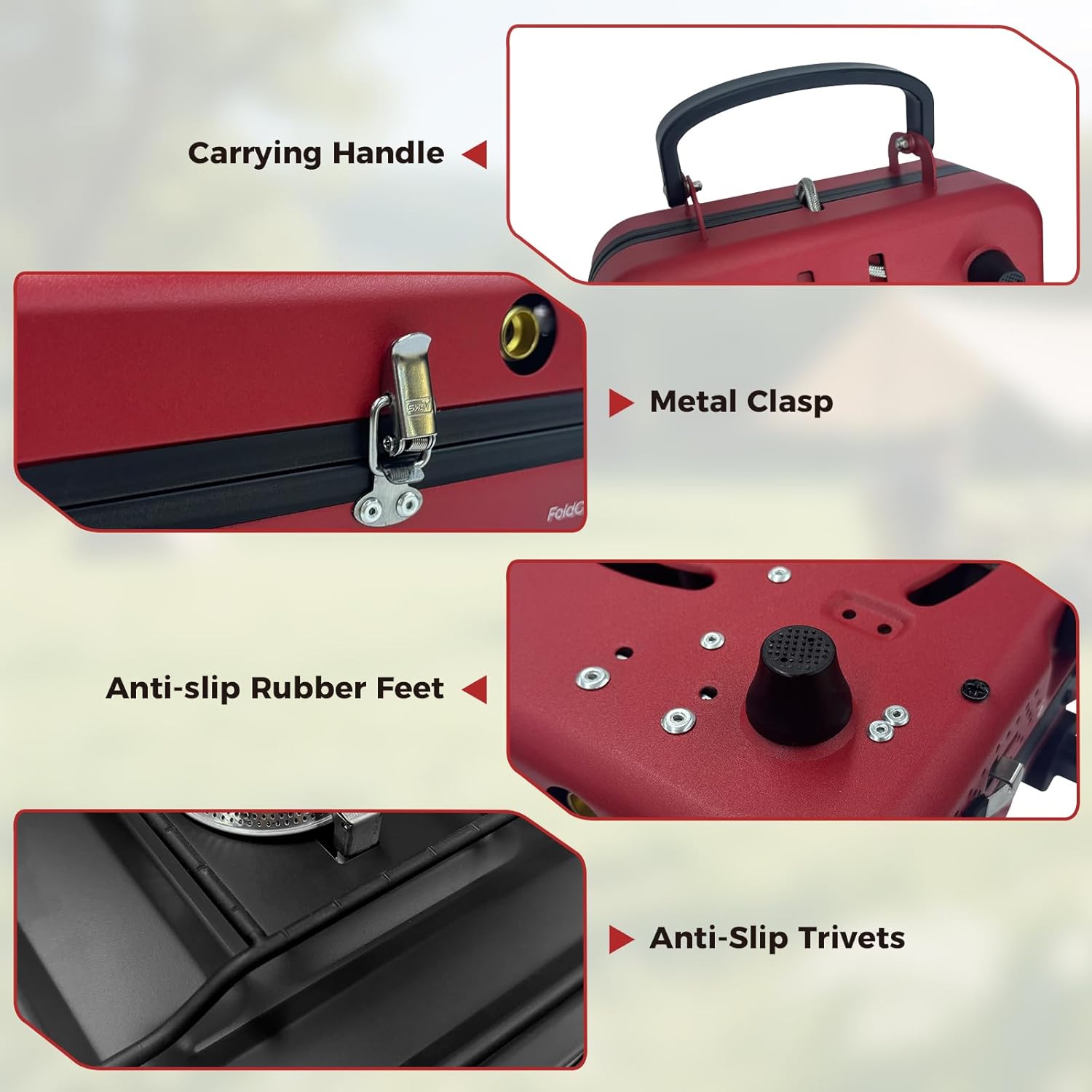 CAMPLUX FoldGo Camping Stove 2 Burners, Portable Gas Stove with Handle for Screw-On Gas Canister, Ideal for Camping, Hiking, and Picnics