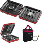 CAMPLUX FoldGo Camping Stove 2 Burners, Portable Gas Stove with Handle for Screw-On Gas Canister, Ideal for Camping, Hiking, and Picnics