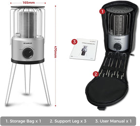 Portable Gas Heater 2.34kW 360° Butane Outdoor Camping Garden