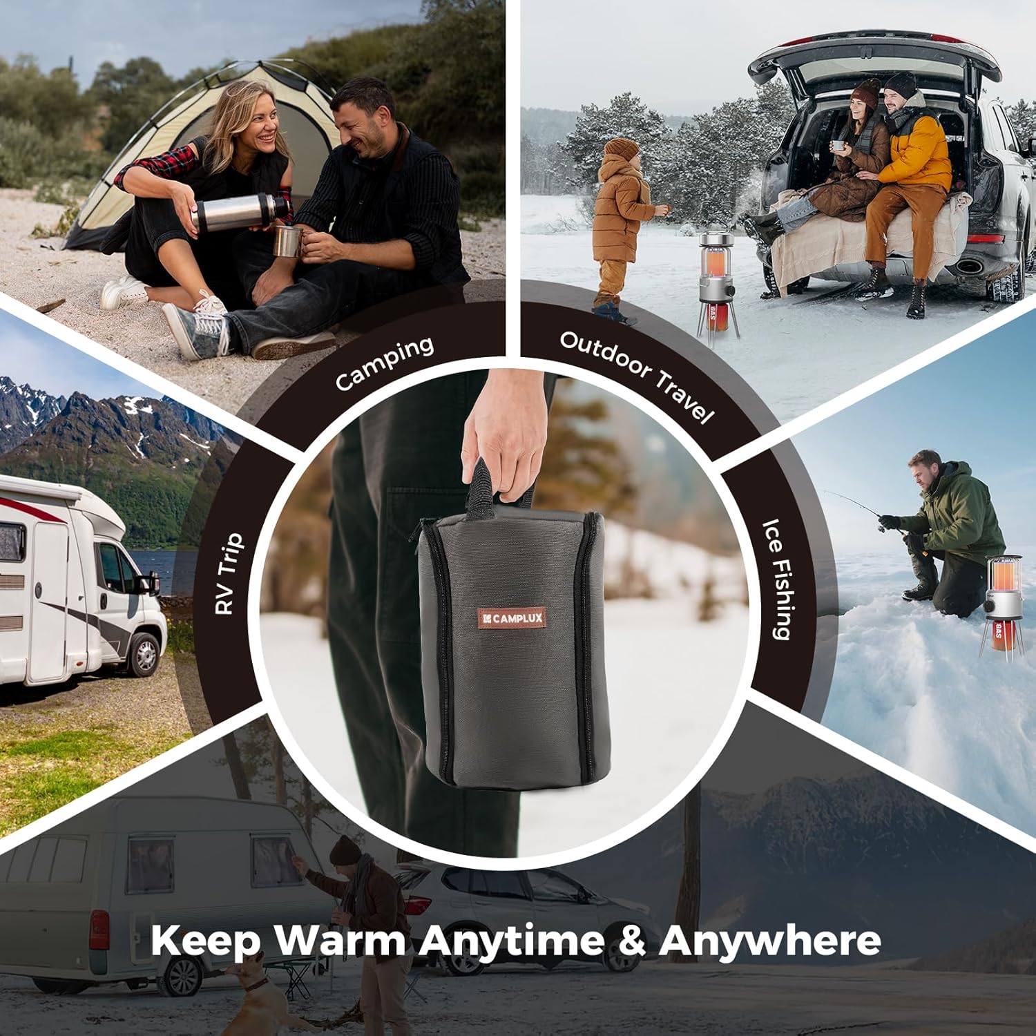 Portable Gas Heater 2.34kW 360° Butane Outdoor Camping Garden